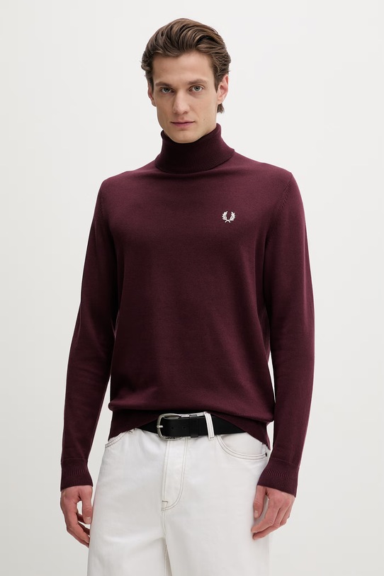 Fred Perry sweter z dodatkiem wełny golf bordowy K9552