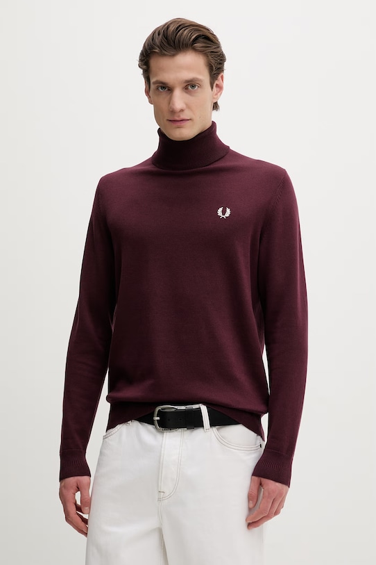 Fred Perry sweter z dodatkiem wełny golf bordowy K9552