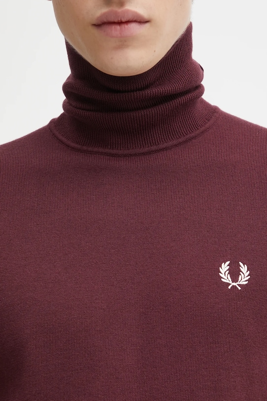 Fred Perry sweter z dodatkiem wełny bordowy K9552
