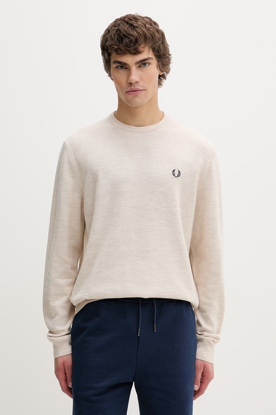 Fred Perry sweter z wełną okrągły beżowy K9601