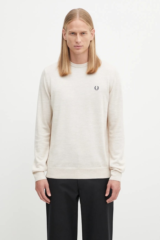 Fred Perry sweter z wełną okrągły beżowy K9601