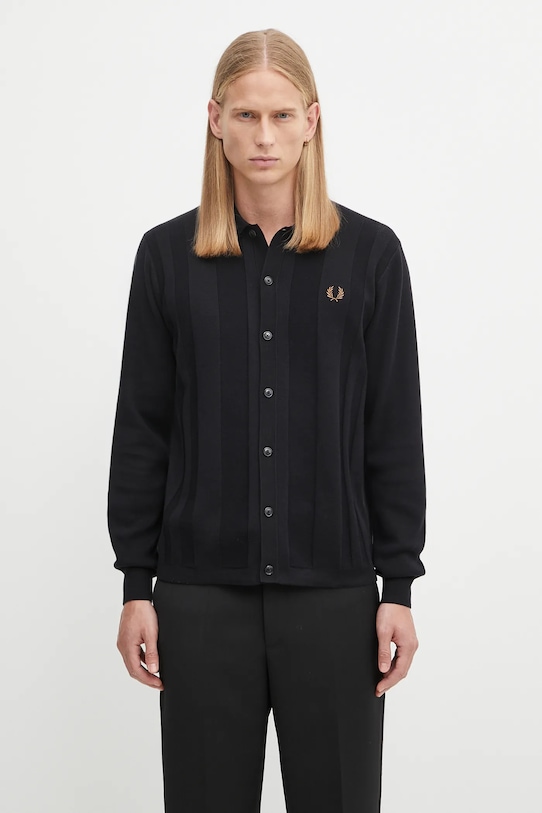 Fred Perry cardigan din bumbac uni negru K9726