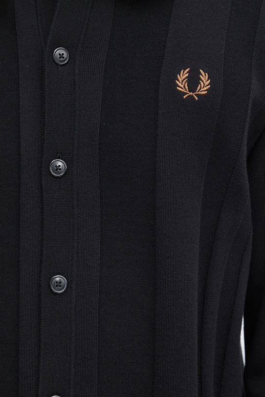 Fred Perry kardigan bawełniany czarny K9726