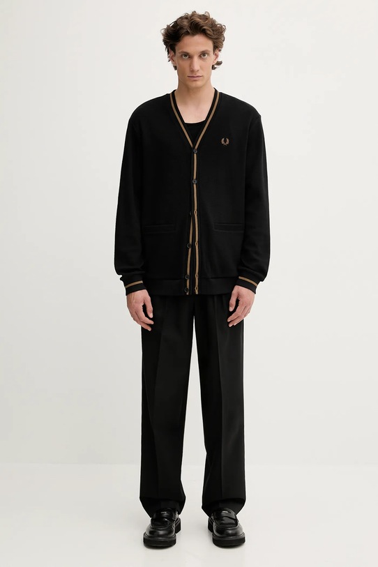 Fred Perry kardigan bawełniany M2654 czarny