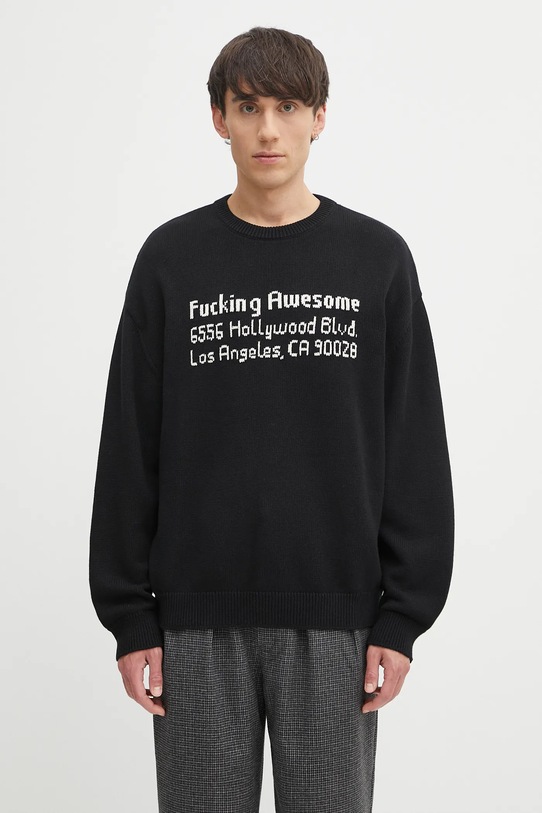 Fucking Awesome cotton jumper FA Hollywood chunky black PN20020