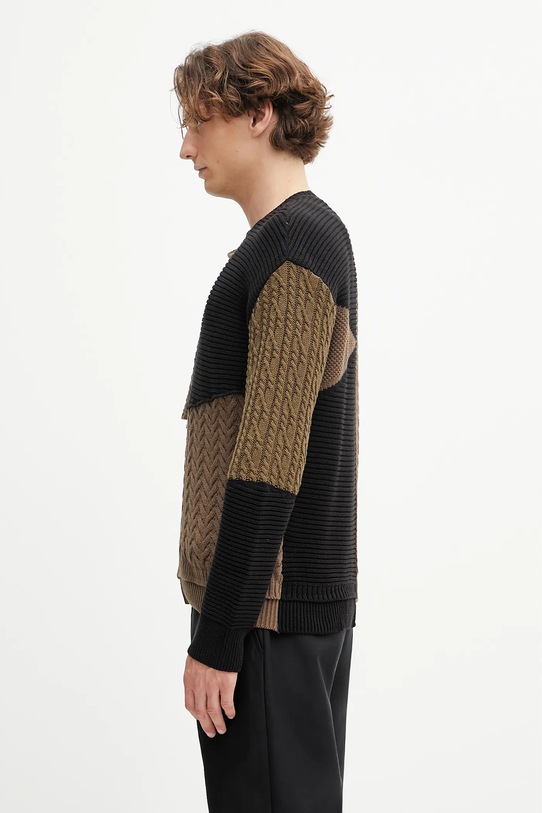 Andersson Bell wool blend jumper Patchwork Asymmetric Crewneck atb1330m green AW25