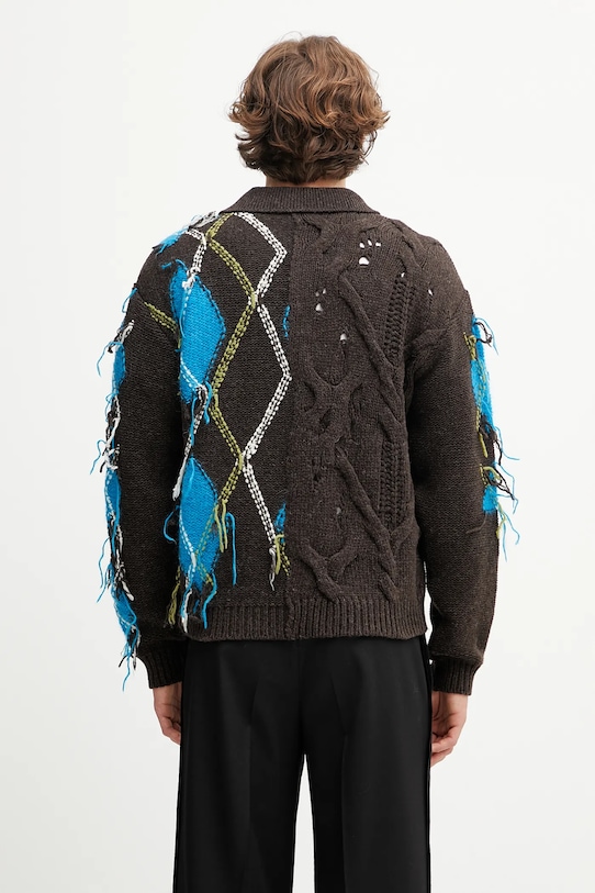 Odzież Andersson Bell sweter z wełną Argyle Fisherman Polo atb1346m brązowy