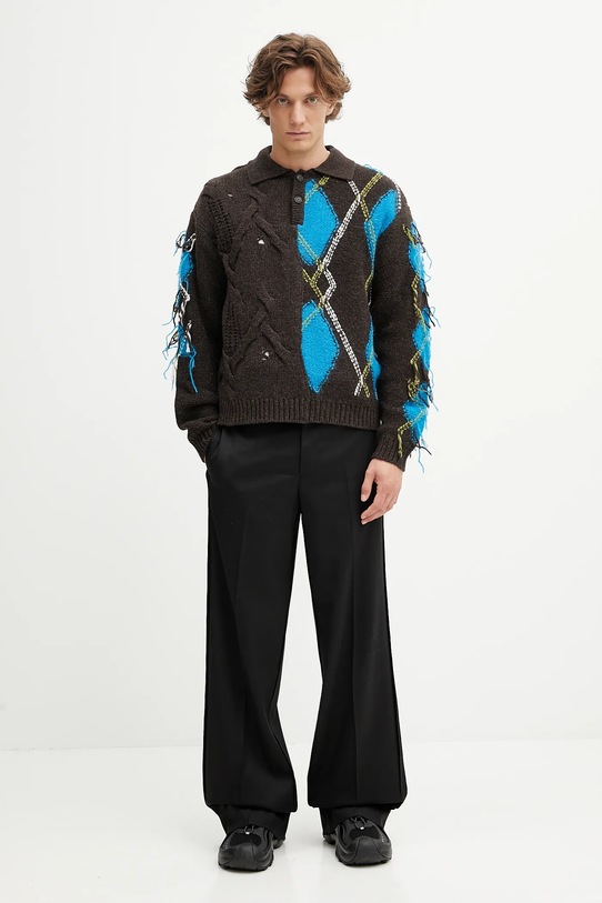 Andersson Bell sweter z wełną Argyle Fisherman Polo atb1346m