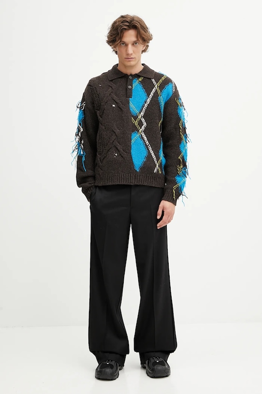 Andersson Bell sweter z wełną Argyle Fisherman Polo atb1346m