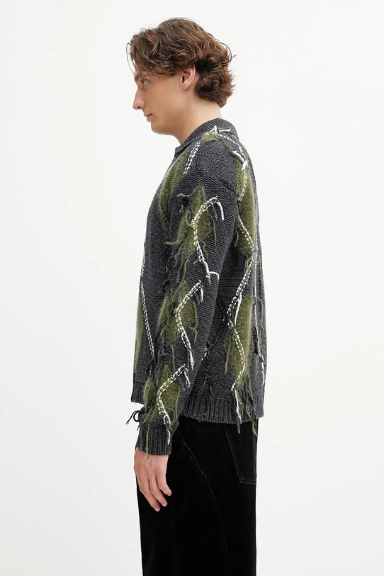 Andersson Bell sweter z wełną Argyle Fisherman Polo atb1346m szary AW25