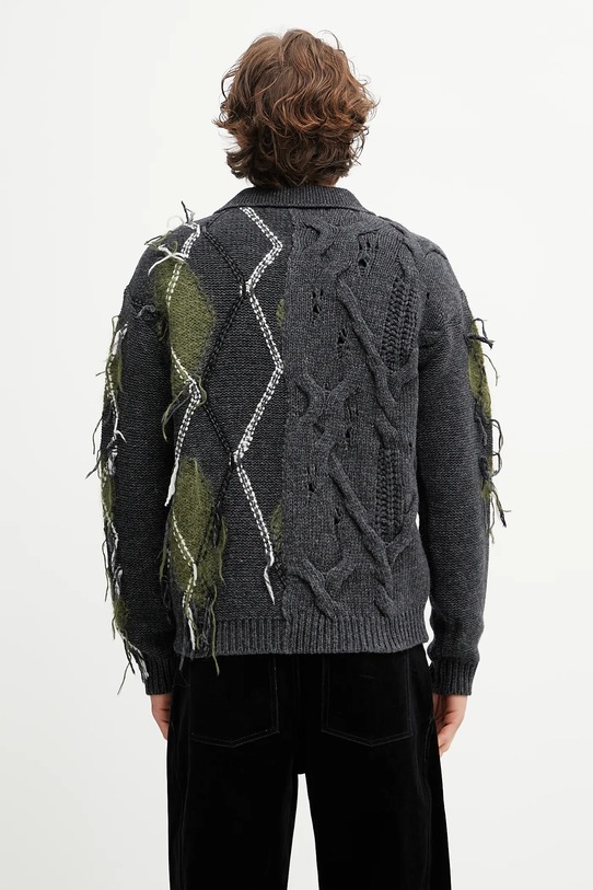 Odzież Andersson Bell sweter z wełną Argyle Fisherman Polo atb1346m szary