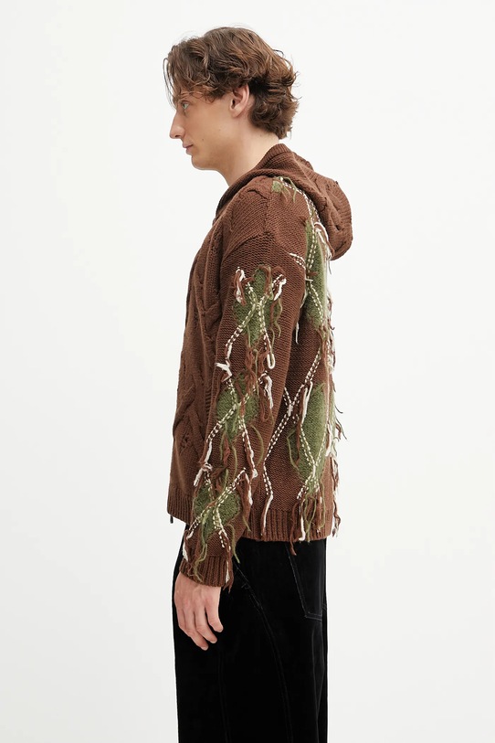 Andersson Bell kardigan z wełną Argyle Fisherman Hood Zip-Up atb1347u brązowy AW25