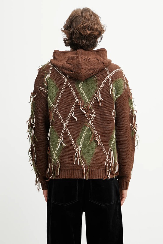 Odzież Andersson Bell kardigan z wełną Argyle Fisherman Hood Zip-Up atb1347u brązowy