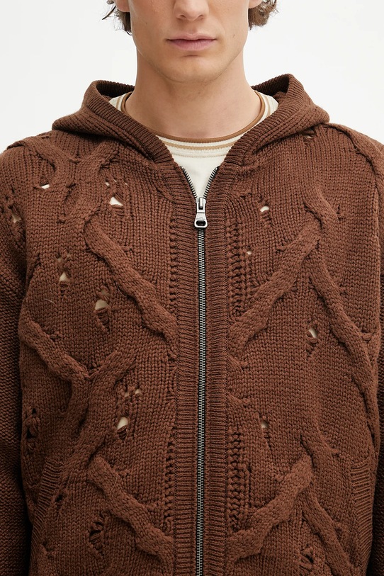 Andersson Bell kardigan z wełną Argyle Fisherman Hood Zip-Up atb1347u