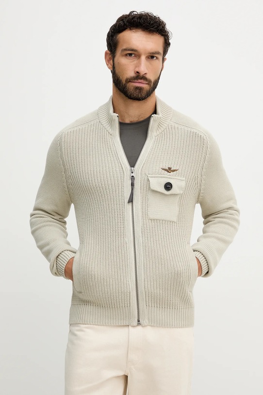 Хлопковый кардиган Aeronautica Militare хлопок бежевый MA1565UL00409