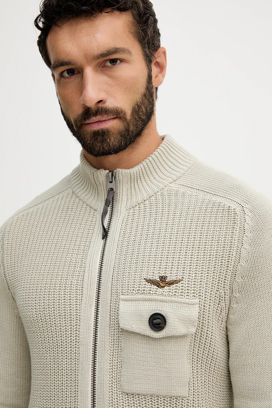 Хлопковый кардиган Aeronautica Militare бежевый MA1565UL00409