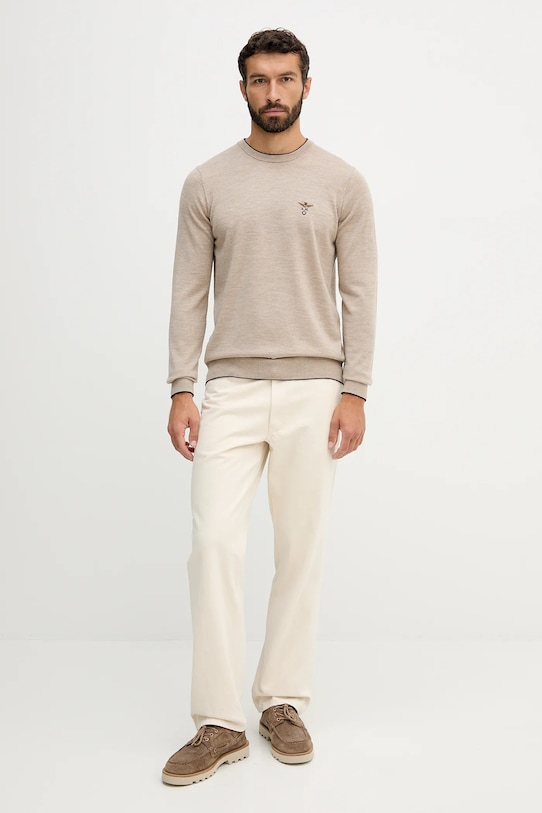 Vlněný svetr Aeronautica Militare MA1567UL00415 béžová AW25