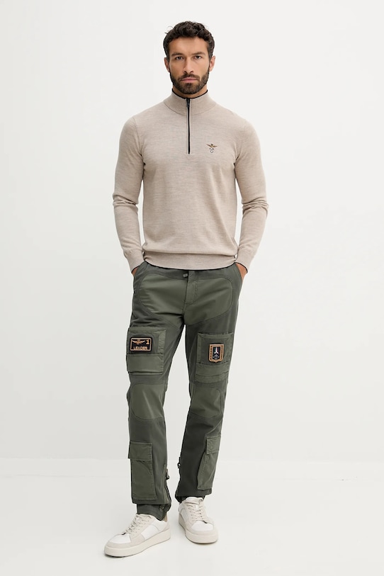 Vlněný svetr Aeronautica Militare MA1570UL00415 béžová AW25