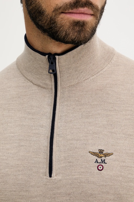 Vlněný svetr Aeronautica Militare MA1570UL00415 béžová