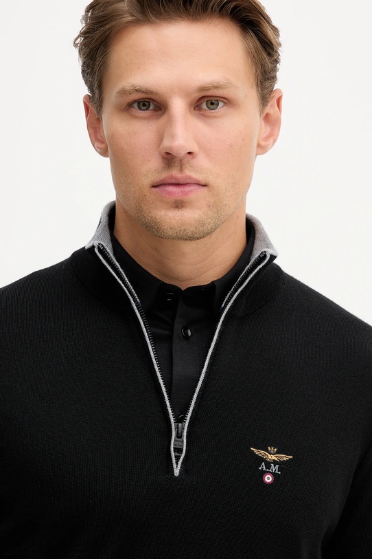 Шерстяной свитер Aeronautica Militare чёрный MA1570UL00415