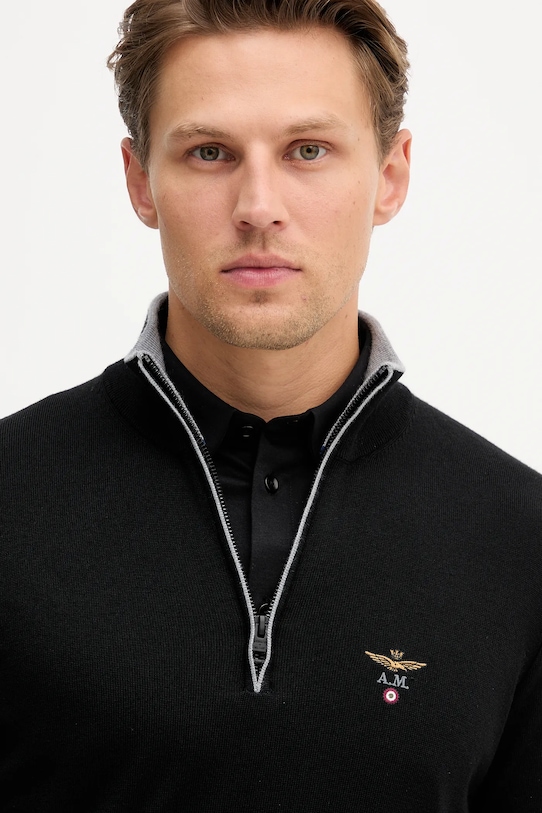 Vlněný svetr Aeronautica Militare černá MA1570UL00415