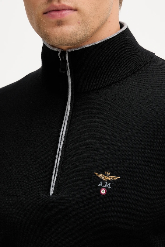 Vlněný svetr Aeronautica Militare MA1570UL00415 černá