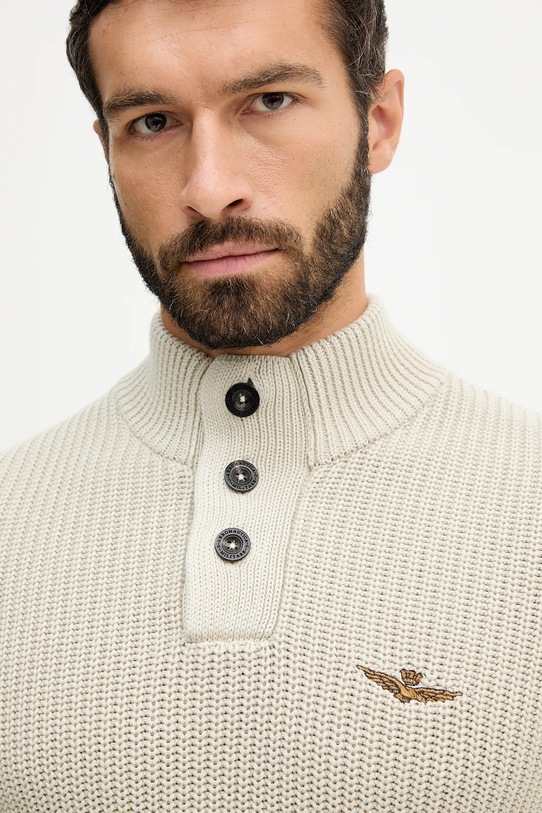 Βαμβακερό πουλόβερ Aeronautica Militare μπεζ MA1572UL00409