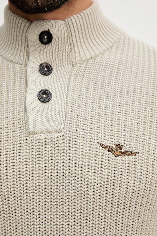 Βαμβακερό πουλόβερ Aeronautica Militare MA1572UL00409 μπεζ