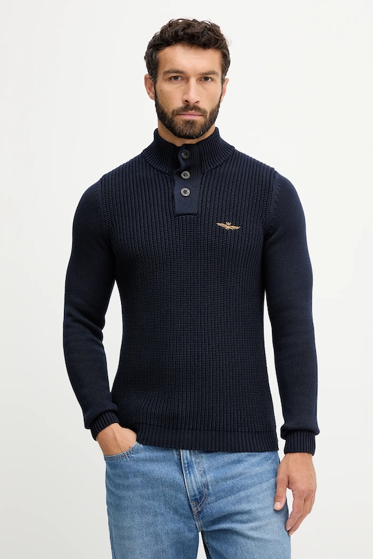 Aeronautica Militare maglione in cotone a lupetto blu navy MA1572UL00409