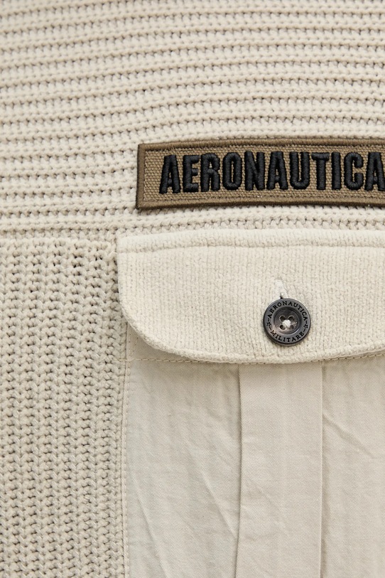 Βαμβακερό πουλόβερ Aeronautica Militare MA1573UL00539 μπεζ