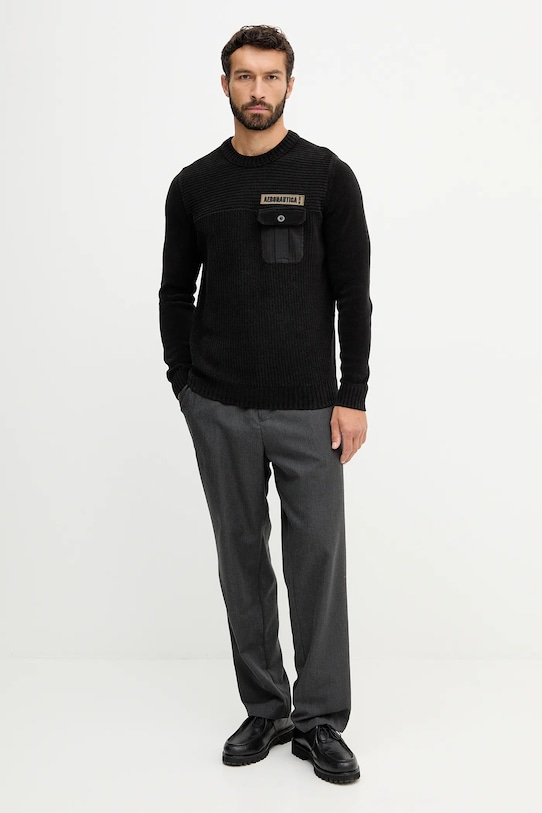 Bavlněný svetr Aeronautica Militare MA1573UL00539 černá AW25