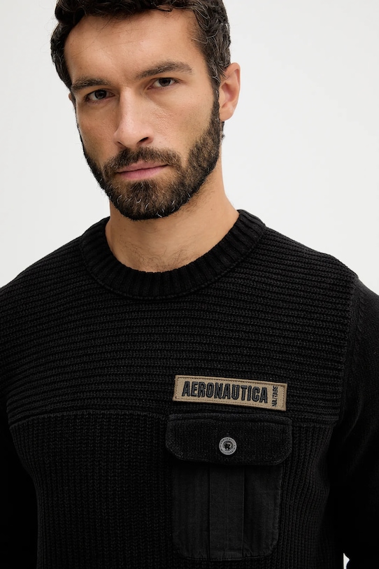 Bavlněný svetr Aeronautica Militare černá MA1573UL00539