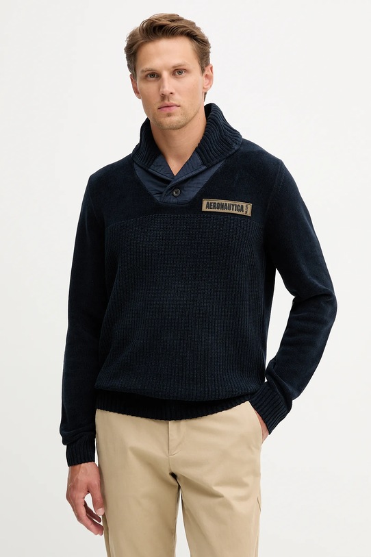 Aeronautica Militare sweter bawełniany szpic granatowy MA1574UL00539