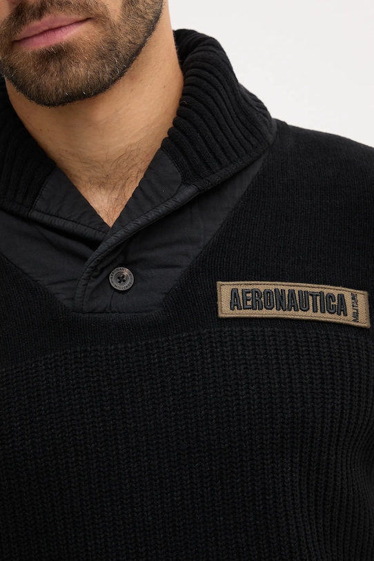 Βαμβακερό πουλόβερ Aeronautica Militare MA1574UL00539 μαύρο