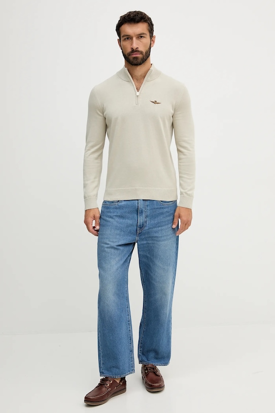 Βαμβακερό πουλόβερ Aeronautica Militare MA1578UL00506 μπεζ AW25