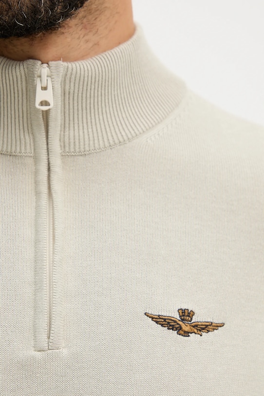 Βαμβακερό πουλόβερ Aeronautica Militare MA1578UL00506 μπεζ