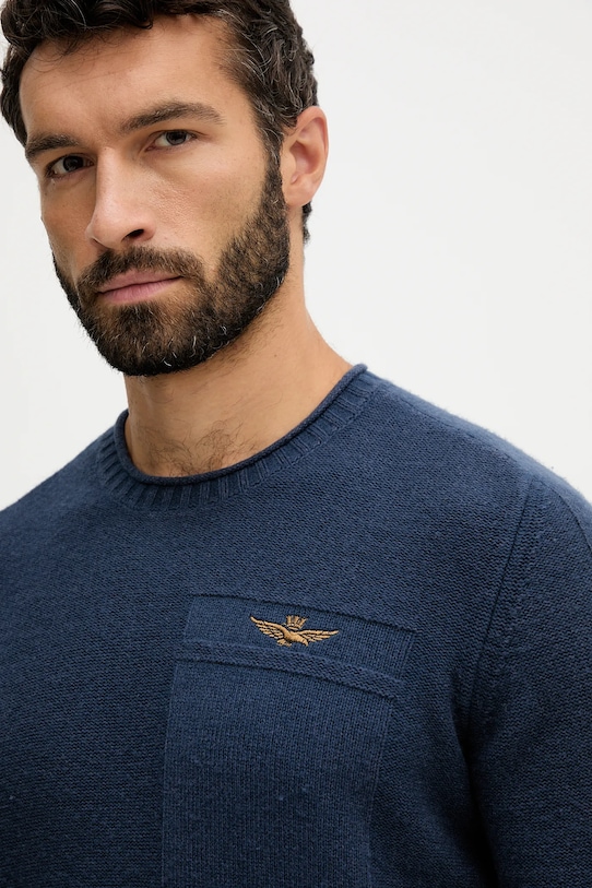 Μάλλινη μπλουζα Aeronautica Militare σκούρο μπλε MA1586UL00904