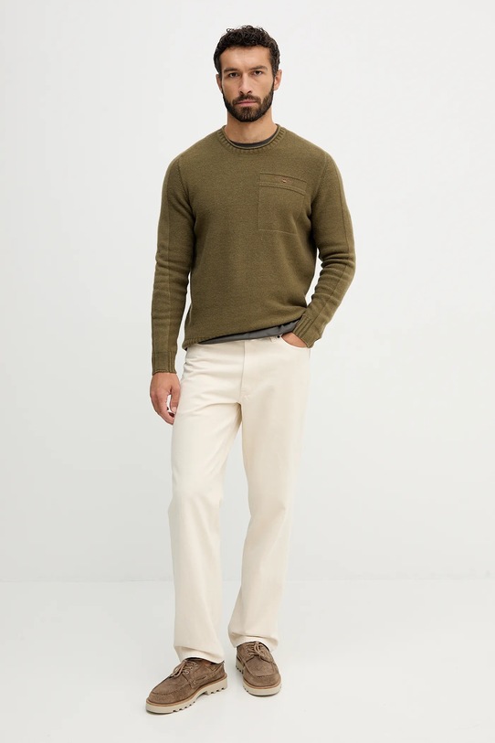 Μάλλινη μπλουζα Aeronautica Militare MA1586UL00904 πράσινο AW25