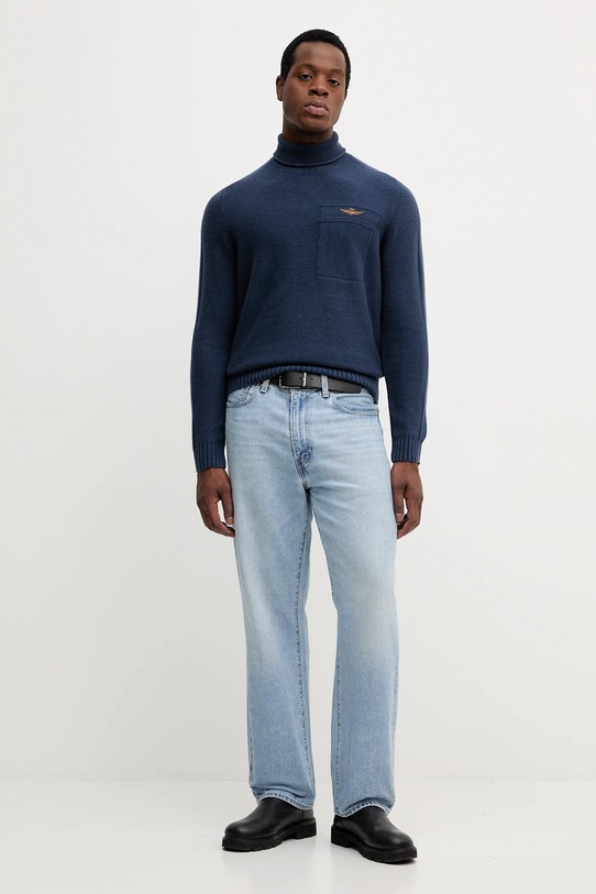 Aeronautica Militare pulover de lână MA1587UL00904 bleumarin AW25