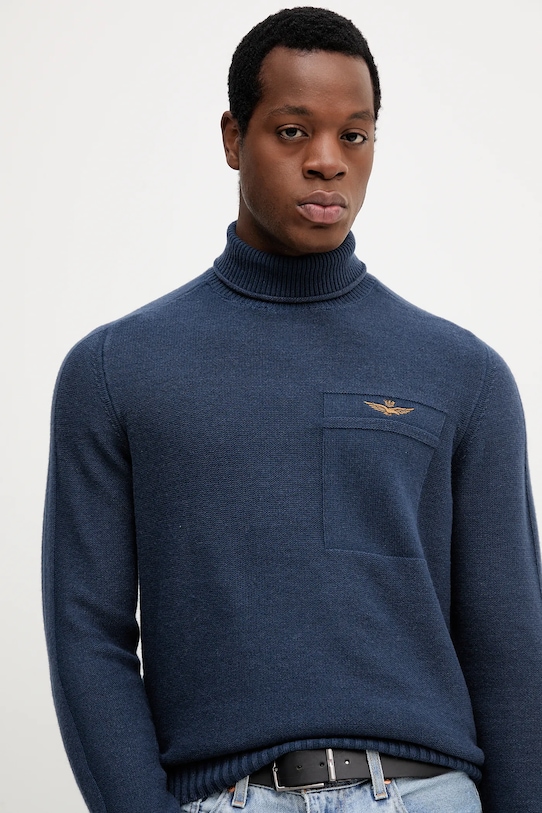 Aeronautica Militare pulover de lână bleumarin MA1587UL00904