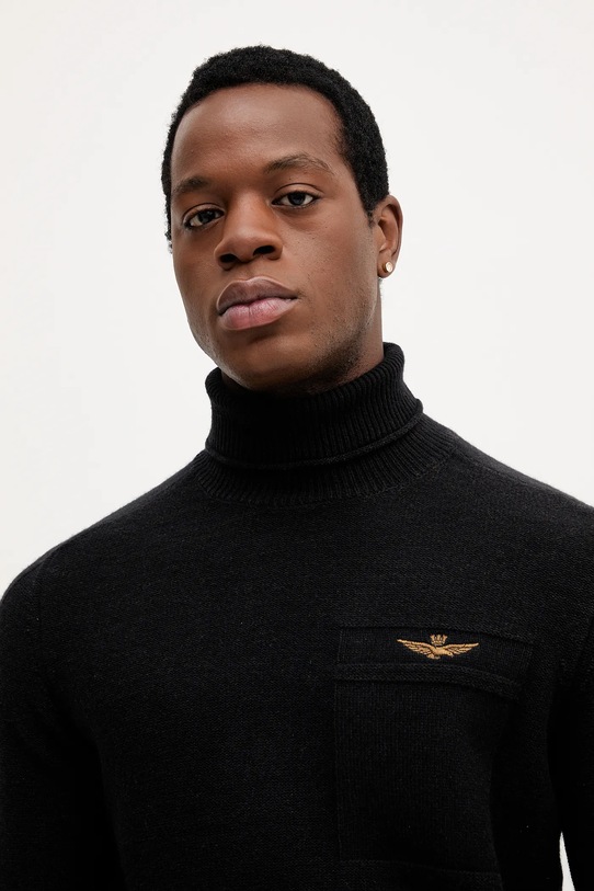 Aeronautica Militare pulover de lână negru MA1587UL00904
