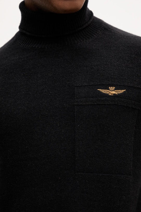 Aeronautica Militare pulover de lână MA1587UL00904 negru