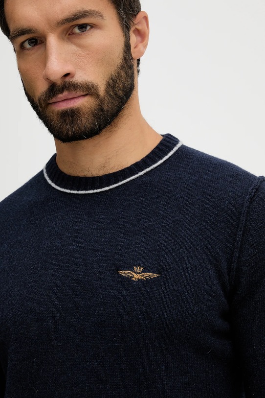Μάλλινη μπλουζα Aeronautica Militare σκούρο μπλε MA1608UL00924