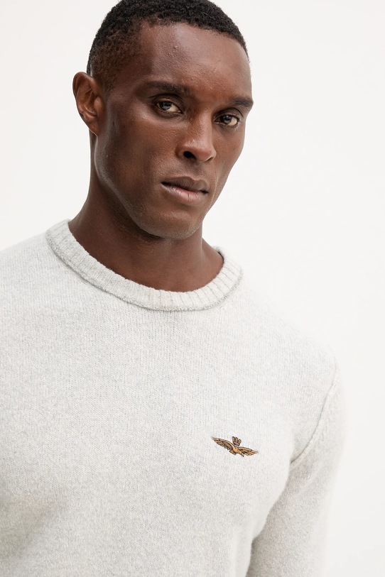 Vlněný svetr Aeronautica Militare šedá MA1608UL00924