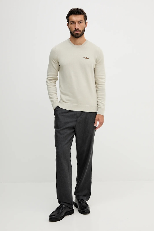 Βαμβακερό πουλόβερ Aeronautica Militare MA1611UL00506 μπεζ AW25