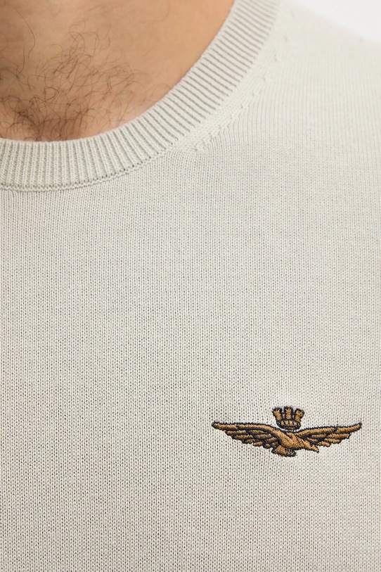 Βαμβακερό πουλόβερ Aeronautica Militare MA1611UL00506 μπεζ