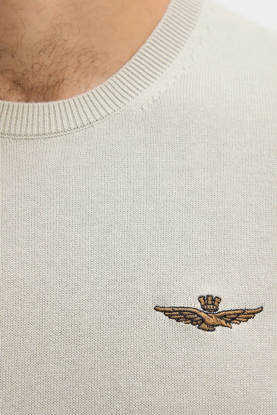 Βαμβακερό πουλόβερ Aeronautica Militare MA1611UL00506 μπεζ