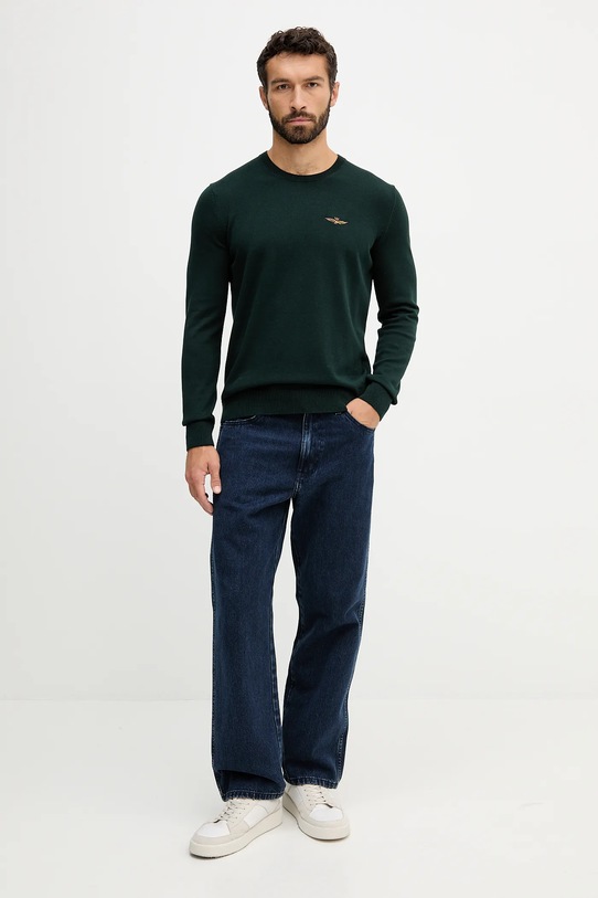 Aeronautica Militare sweter bawełniany MA1611UL00506 zielony AW25
