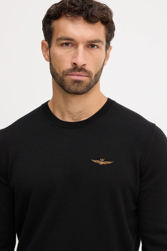 Βαμβακερό πουλόβερ Aeronautica Militare μαύρο MA1611UL00506