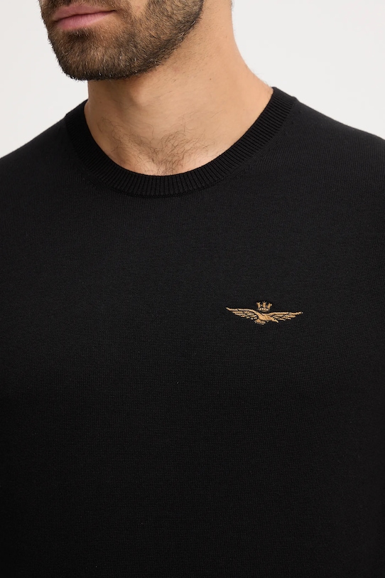 Βαμβακερό πουλόβερ Aeronautica Militare MA1611UL00506 μαύρο